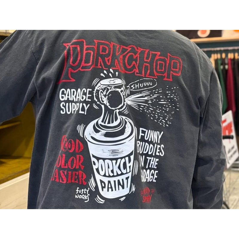 画像3: PORKCHOP/MAD SPRAY L/S TEE（ASH BLACK）［プリント長袖T-25春夏］