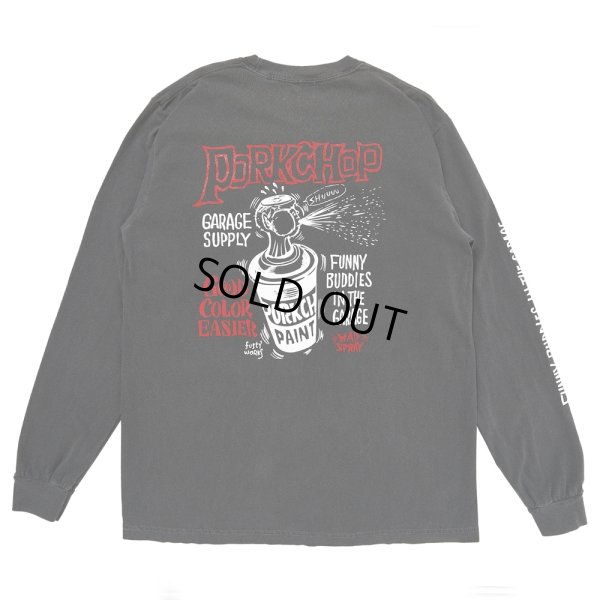 画像1: PORKCHOP/MAD SPRAY L/S TEE（ASH BLACK）［プリント長袖T-25春夏］