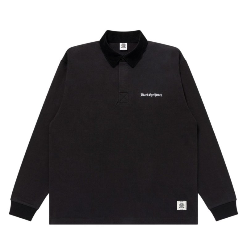画像1: BlackEyePatch/OE LOGO CORDUROY COLLARED RUGBY SHIRT(BLACK)
