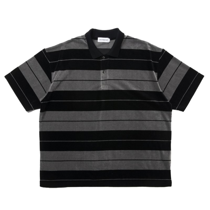 画像1: COOTIE PRODUCTIONS/Velour Border S/S Polo（Black）［ベロアボーダーポロ-25春夏］