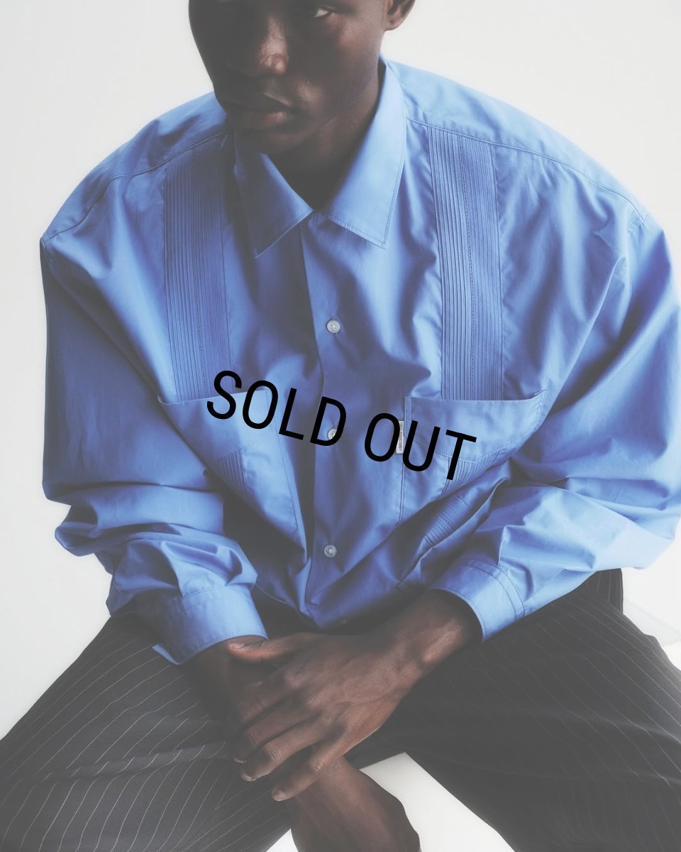 画像2: COOTIE PRODUCTIONS/120/2 Typewriter Cuba L/S Shirt（Blue）［キューバシャツ-25春夏］ (2)