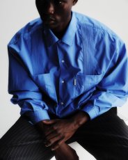 画像2: COOTIE PRODUCTIONS/120/2 Typewriter Cuba L/S Shirt（Blue）［キューバシャツ-25春夏］ (2)