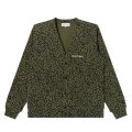 BlackEyePatch/OE LOGO LEOPARD PATTERNED CARIDIGAN（OLIVE）