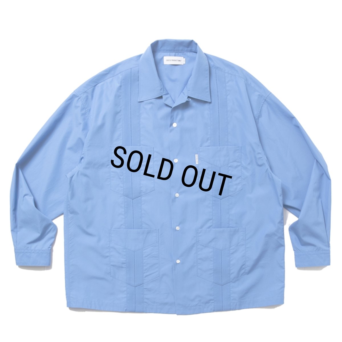 画像1: COOTIE PRODUCTIONS/120/2 Typewriter Cuba L/S Shirt（Blue）［キューバシャツ-25春夏］ (1)