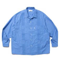 画像1: COOTIE PRODUCTIONS/120/2 Typewriter Cuba L/S Shirt（Blue）［キューバシャツ-25春夏］ (1)