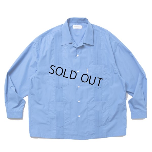 画像1: COOTIE PRODUCTIONS/120/2 Typewriter Cuba L/S Shirt（Blue）［キューバシャツ-25春夏］
