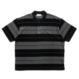 COOTIE PRODUCTIONS/Velour Border S/S Polo（Black）［ベロアボーダーポロ-25春夏］