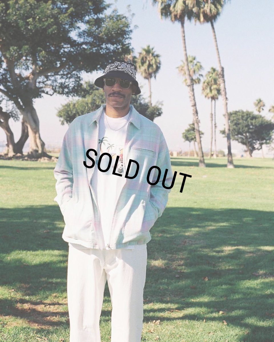 画像3: CHALLENGER/PLAID ZIP UP SHIRT（MINT）［チェックジップアップシャツ-25春夏］ (3)