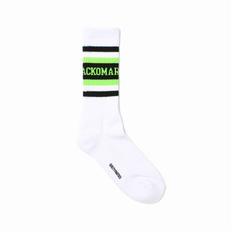 画像1: WACKO MARIA/LOGO JACQUARD SOCKS（WHITE/GREEN）［ロゴジャガードソックス-25春夏］
