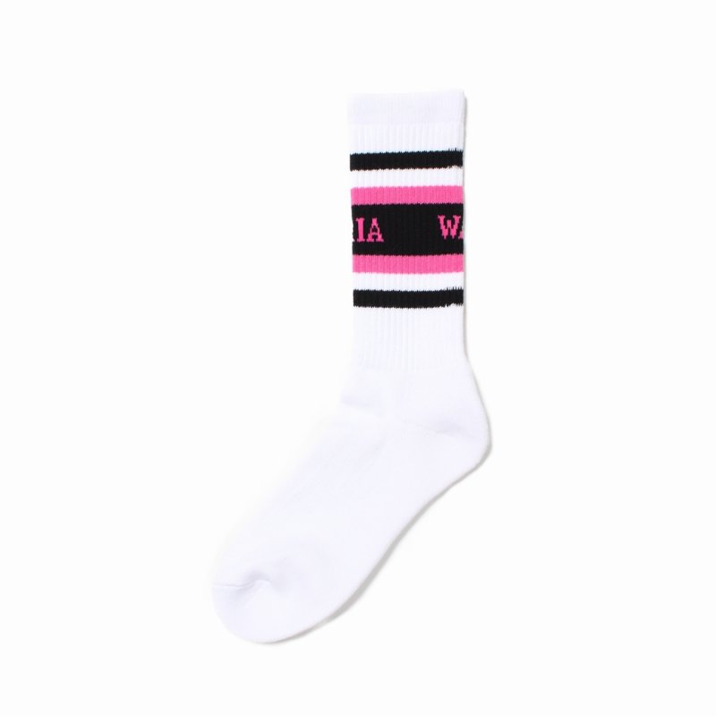 画像2: WACKO MARIA/LOGO JACQUARD SOCKS（WHITE/PINK）［ロゴジャガードソックス-25春夏］