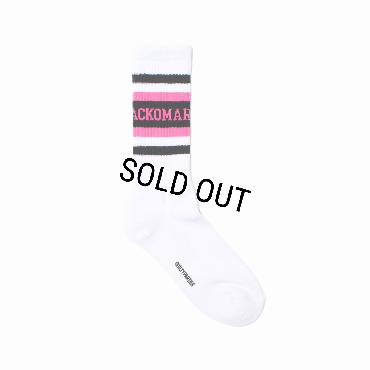 画像1: WACKO MARIA/LOGO JACQUARD SOCKS（WHITE/PINK）［ロゴジャガードソックス-25春夏］ (1)