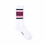 WACKO MARIA/LOGO JACQUARD SOCKS（WHITE/PINK）［ロゴジャガードソックス-25春夏］