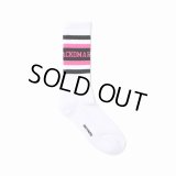 WACKO MARIA/LOGO JACQUARD SOCKS（WHITE/PINK）［ロゴジャガードソックス-25春夏］