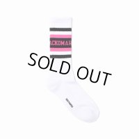 WACKO MARIA/LOGO JACQUARD SOCKS（WHITE/PINK）［ロゴジャガードソックス-25春夏］