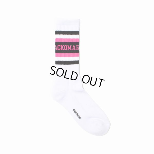 画像1: WACKO MARIA/LOGO JACQUARD SOCKS（WHITE/PINK）［ロゴジャガードソックス-25春夏］