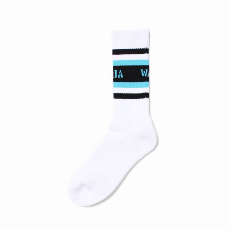 画像2: WACKO MARIA/LOGO JACQUARD SOCKS（WHITE/SAX）［ロゴジャガードソックス-25春夏］