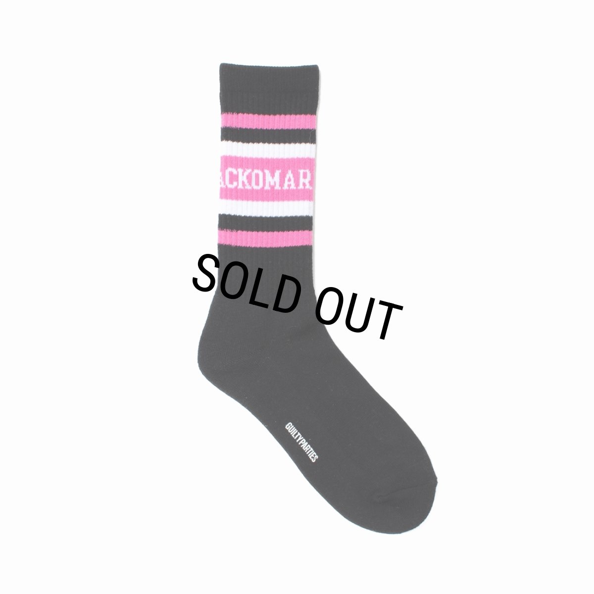 画像1: WACKO MARIA/LOGO JACQUARD SOCKS（BLACK/PINK）［ロゴジャガードソックス-25春夏］ (1)
