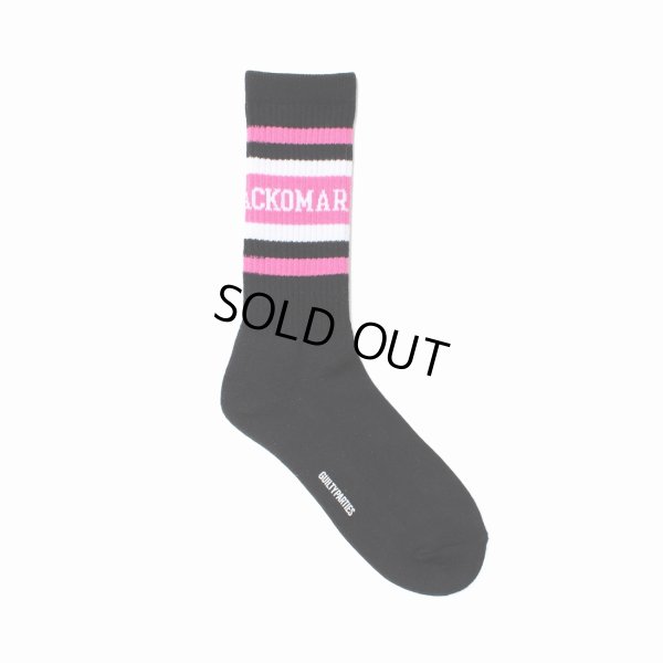画像1: WACKO MARIA/LOGO JACQUARD SOCKS（BLACK/PINK）［ロゴジャガードソックス-25春夏］