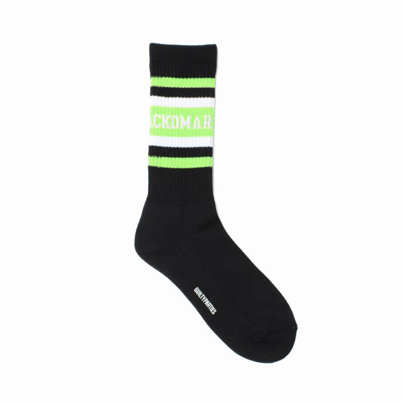 画像1: WACKO MARIA/LOGO JACQUARD SOCKS（BLACK/GREEN）［ロゴジャガードソックス-25春夏］