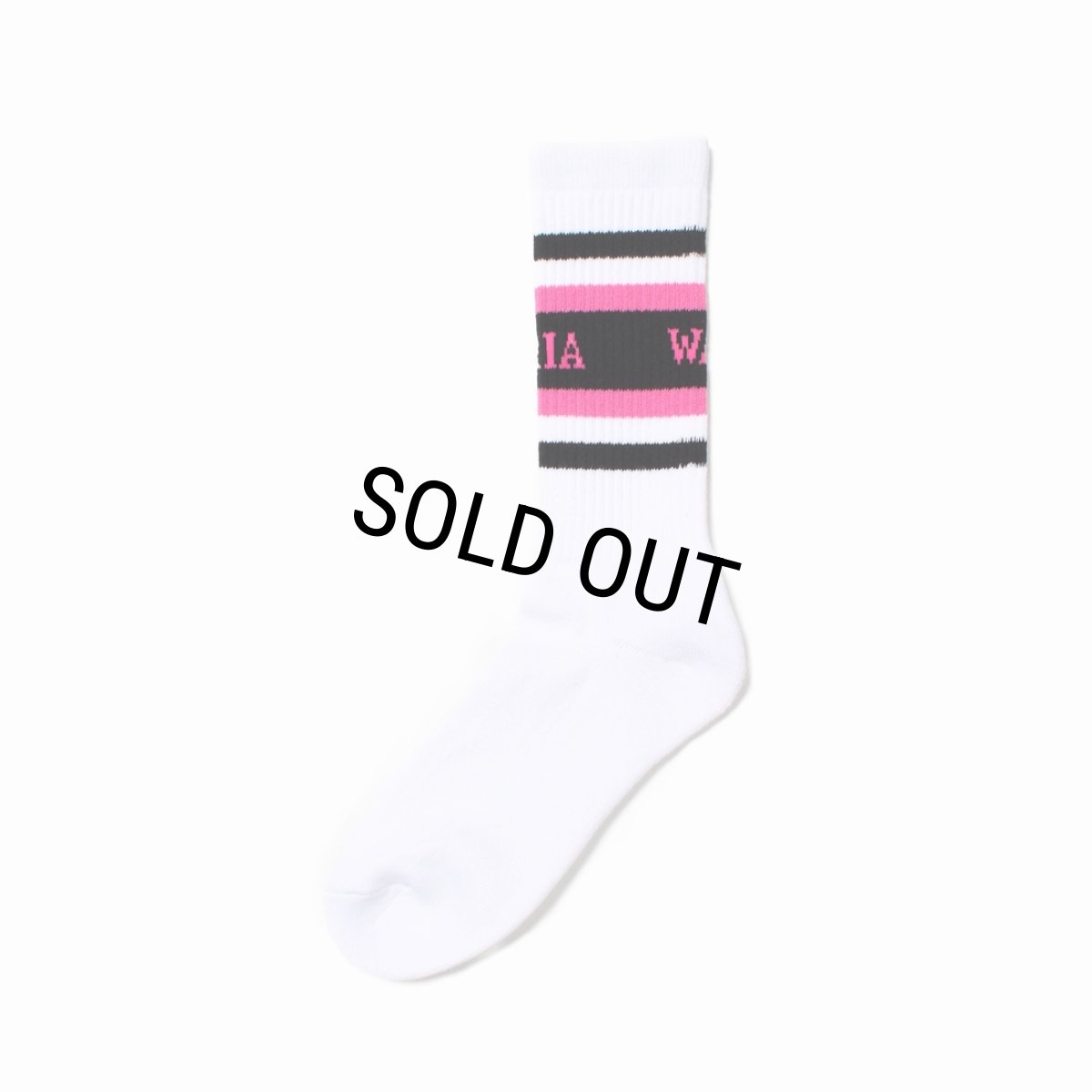 画像2: WACKO MARIA/LOGO JACQUARD SOCKS（WHITE/PINK）［ロゴジャガードソックス-25春夏］ (2)