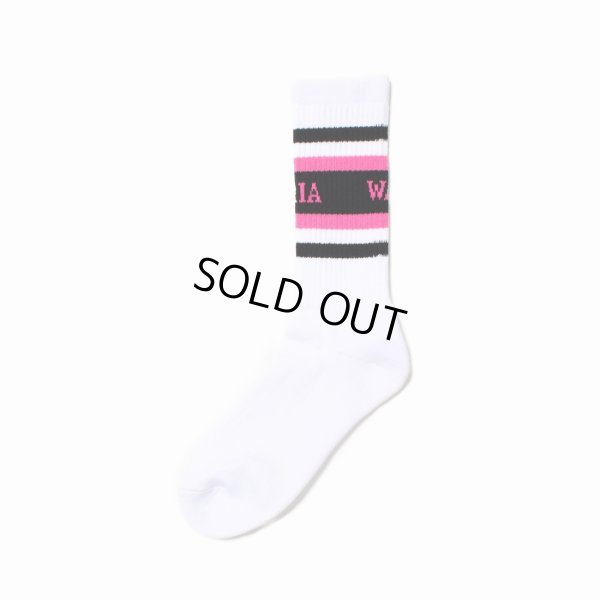 画像2: WACKO MARIA/LOGO JACQUARD SOCKS（WHITE/PINK）［ロゴジャガードソックス-25春夏］