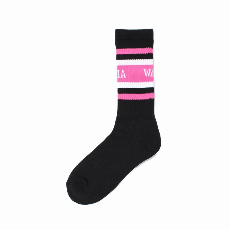 画像2: WACKO MARIA/LOGO JACQUARD SOCKS（BLACK/PINK）［ロゴジャガードソックス-25春夏］