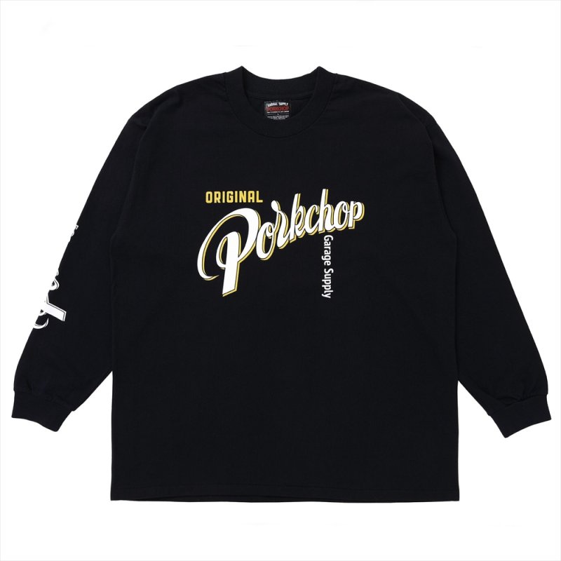 画像1: PORKCHOP/CRS LOGO L/S TEE（BLACK）［プリント長袖T-25春夏］