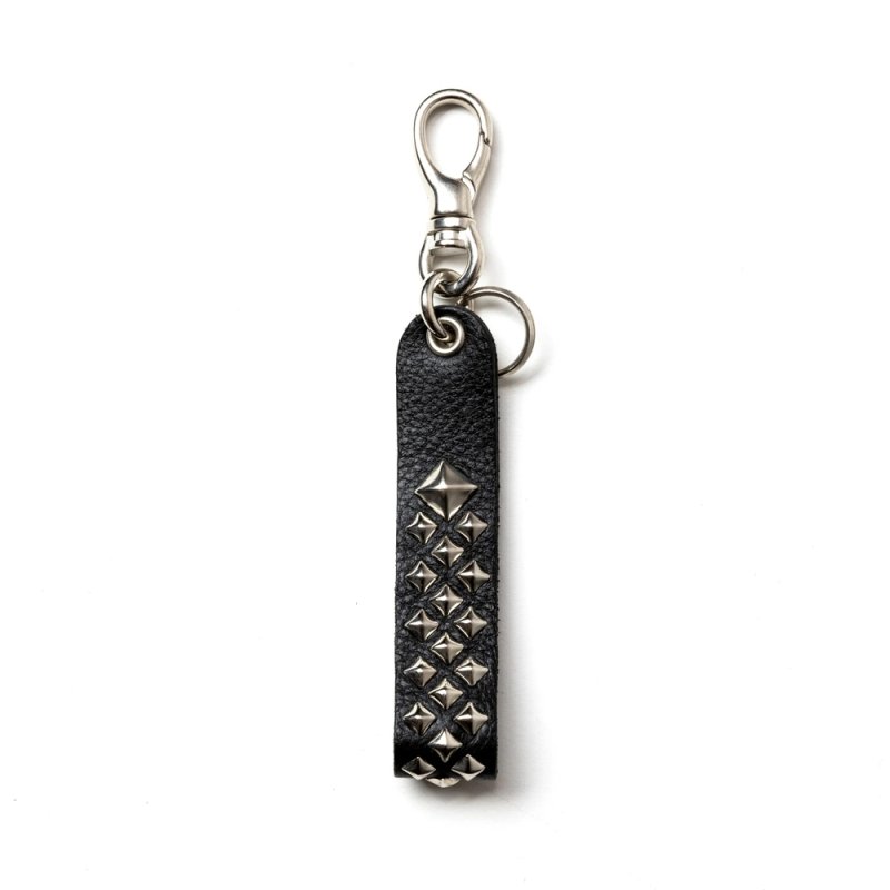 画像1: CALEE/STUDS LEATHER FLAT KEY RING（BLACK）［フラットキーリング-25春夏］
