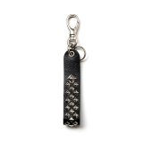 CALEE/STUDS LEATHER FLAT KEY RING（BLACK）［フラットキーリング-25春夏］