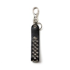 画像1: CALEE/STUDS LEATHER FLAT KEY RING（BLACK）［フラットキーリング-25春夏］ (1)