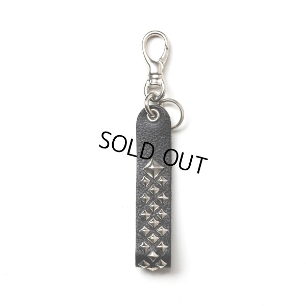 画像1: CALEE/STUDS LEATHER FLAT KEY RING（BLACK）［フラットキーリング-25春夏］