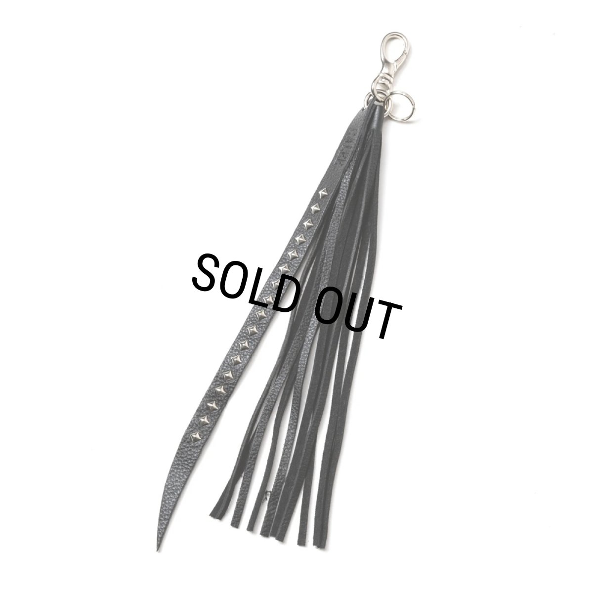 画像1: CALEE/STUDS & TASSEL LEATHER LONG KEY RING（BLACK）［レザーロングキーリング-25春夏］ (1)