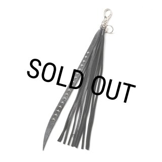 CALEE/STUDS & TASSEL LEATHER LONG KEY RING（BLACK）［レザーロング