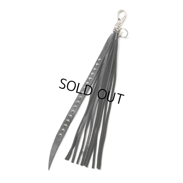 画像1: CALEE/STUDS & TASSEL LEATHER LONG KEY RING（BLACK）［レザーロングキーリング-25春夏］