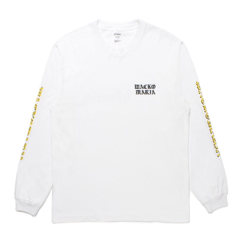 画像1: WACKO MARIA/WASHED HEAVY WEIGHT LONG SLEEVE T-SHIRT（WHITE）［刺繍+プリント長袖T-25春夏］