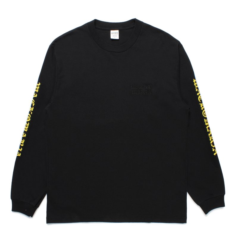 画像1: WACKO MARIA/WASHED HEAVY WEIGHT LONG SLEEVE T-SHIRT（BLACK）［刺繍+プリント長袖T-25春夏］