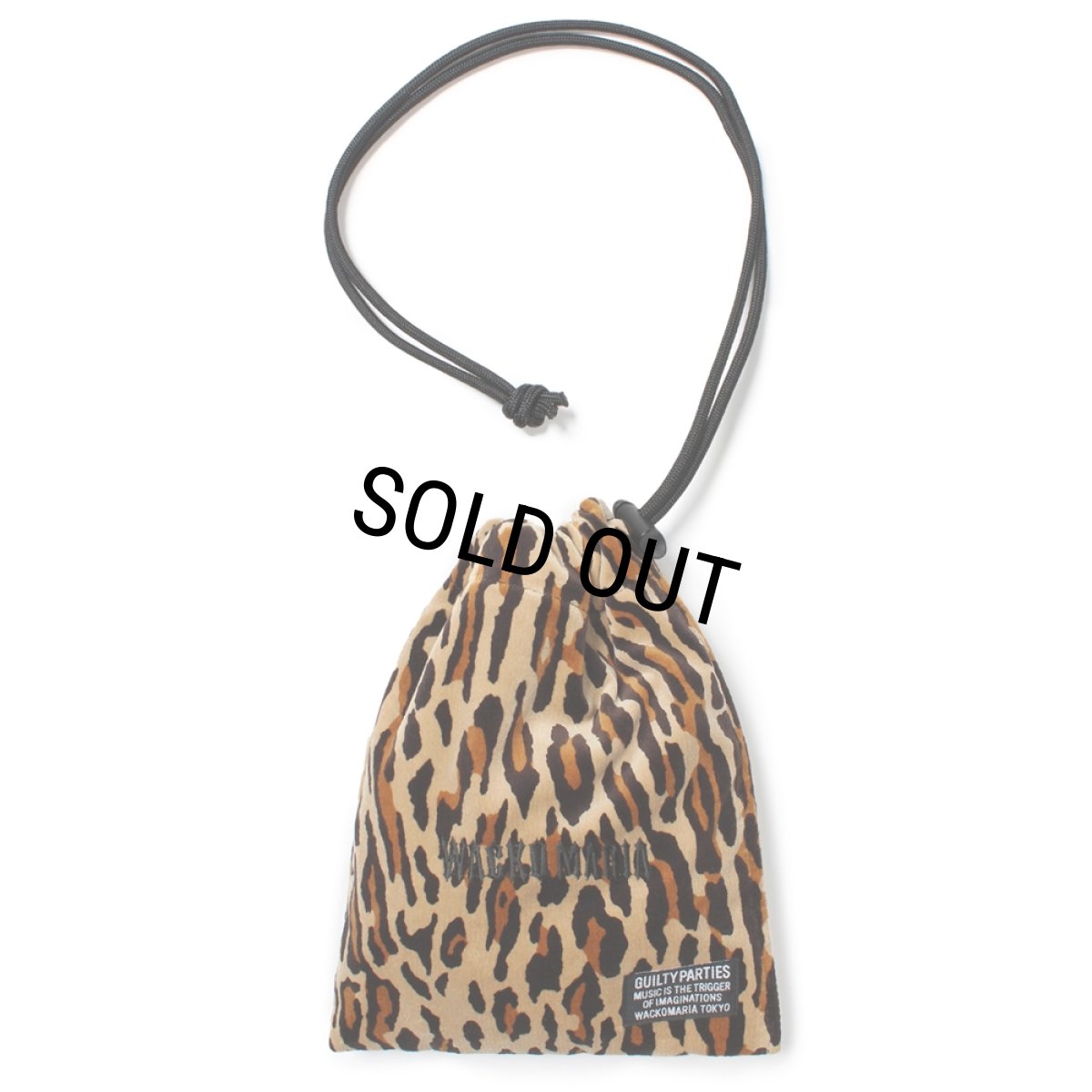 画像1: WACKO MARIA/LEOPARD VELOUR DRAWSTRING BAG（BEIGE）［レオパードベロアドローストリングバッグ-25春夏］ (1)