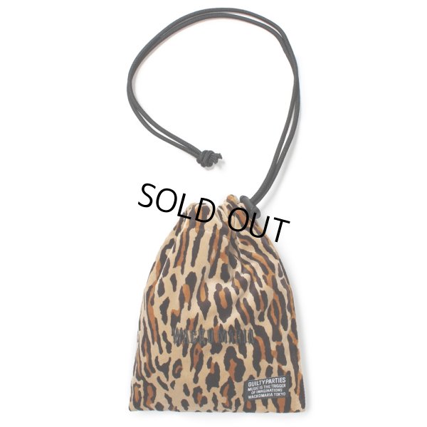 画像1: WACKO MARIA/LEOPARD VELOUR DRAWSTRING BAG（BEIGE）［レオパードベロアドローストリングバッグ-25春夏］