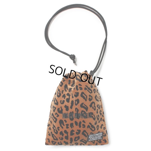 画像1: WACKO MARIA/LEOPARD VELOUR DRAWSTRING BAG（BROWN）［レオパードベロアドローストリングバッグ-25春夏］