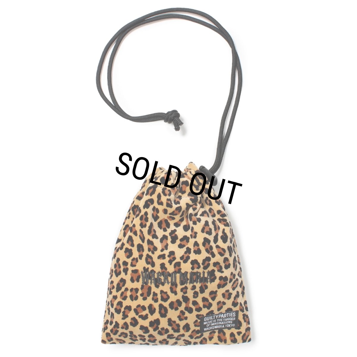画像1: WACKO MARIA/LEOPARD VELOUR DRAWSTRING BAG（BEIGE）［レオパードベロアドローストリングバッグ-25春夏］ (1)