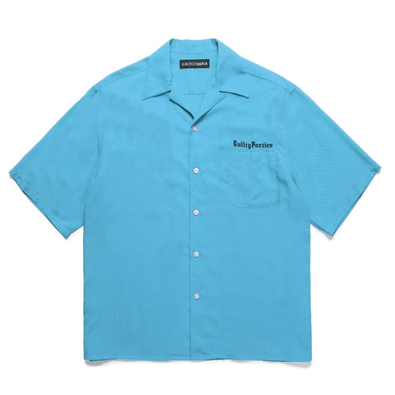 画像1: WACKO MARIA/50'S OPEN COLLAR SHIRT（BLUE）［50'Sオープンカラーシャツ-25春夏］