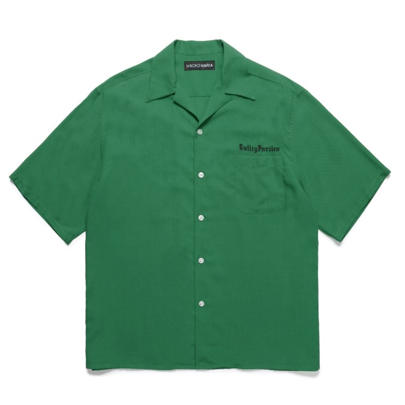 画像1: WACKO MARIA/50'S OPEN COLLAR SHIRT（GREEN）［50'Sオープンカラーシャツ-25春夏］
