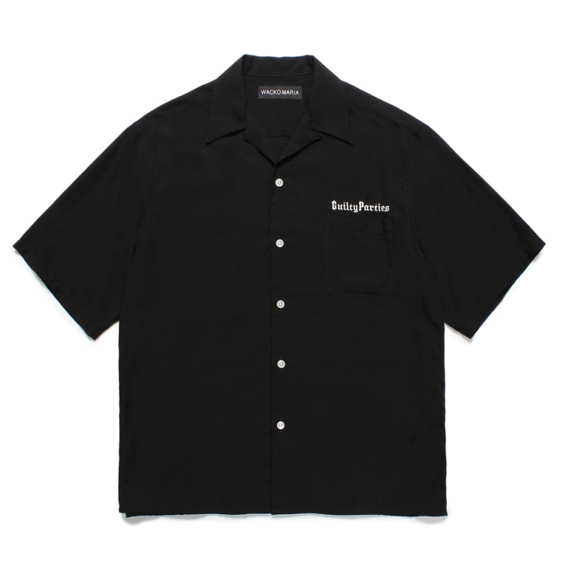 画像1: WACKO MARIA/50'S OPEN COLLAR SHIRT（BLACK）［50'Sオープンカラーシャツ-25春夏］