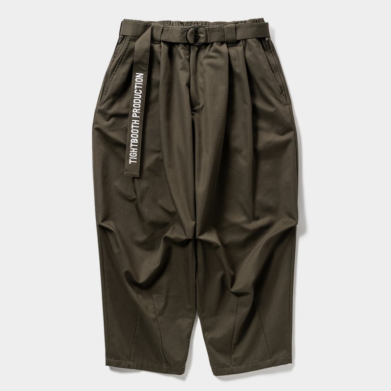 画像1: 【20％OFF】TIGHTBOOTH/HERRINGBONE BALLOON PANTS（Olive）［ヘリンボーンバルーンパンツ-25春夏］