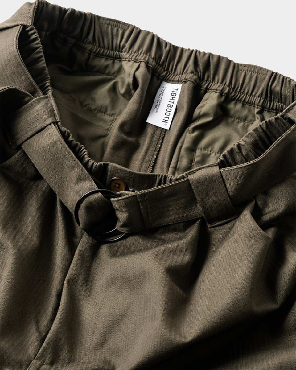 画像4: 【20％OFF】TIGHTBOOTH/HERRINGBONE BALLOON PANTS（Olive）［ヘリンボーンバルーンパンツ-25春夏］ (4)
