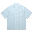 画像1: WACKO MARIA/STRIPED OPEN COLLAR SHIRT（BLUE）［ストライプオープンカラーシャツ-25春夏］ (1)