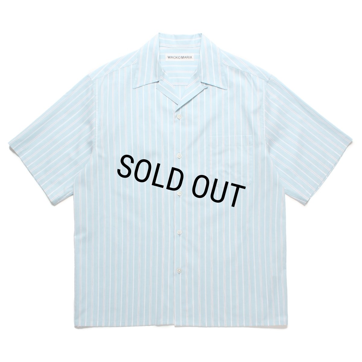 画像1: WACKO MARIA/STRIPED OPEN COLLAR SHIRT（BLUE）［ストライプオープンカラーシャツ-25春夏］ (1)