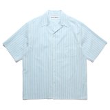 WACKO MARIA/STRIPED OPEN COLLAR SHIRT（BLUE）［ストライプオープンカラーシャツ-25春夏］