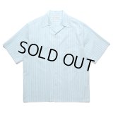 WACKO MARIA/STRIPED OPEN COLLAR SHIRT（BLUE）［ストライプオープンカラーシャツ-25春夏］