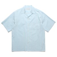WACKO MARIA/STRIPED OPEN COLLAR SHIRT（BLUE）［ストライプオープンカラーシャツ-25春夏］
